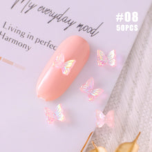 Load image into Gallery viewer, 50pcs Nail Art Butterfly Jewelry Three-dimensional Aurora Symphony Butterfly Jewelry Versatile Nail Decoration Manicure Accessories
