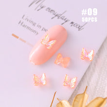 Load image into Gallery viewer, 50pcs Nail Art Butterfly Jewelry Three-dimensional Aurora Symphony Butterfly Jewelry Versatile Nail Decoration Manicure Accessories
