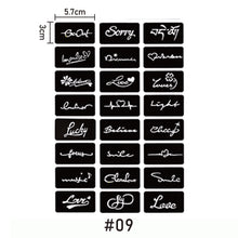 Load image into Gallery viewer, A4 Hollow Adhesive Tattoo Template Sticker Semi-permanent Small Tattoo Body Hand-painted Art Paste Painting
