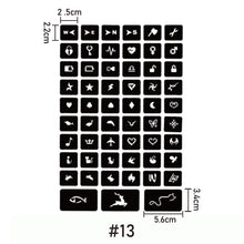 Load image into Gallery viewer, A4 Hollow Adhesive Tattoo Template Sticker Semi-permanent Small Tattoo Body Hand-painted Art Paste Painting
