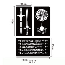Load image into Gallery viewer, A4 Hollow Adhesive Tattoo Template Sticker Semi-permanent Small Tattoo Body Hand-painted Art Paste Painting
