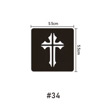 Load image into Gallery viewer, 5.5*5.5cm Small Pattern Tattoo Template Body Painting Self-adhesive Tattoo Template Two-layer Hollow Tattoo Template
