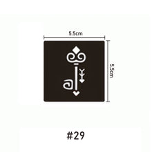 Load image into Gallery viewer, 5.5*5.5cm Small Tattoo Template Body Painting Self-adhesive Tattoo Template Semi-permanent Two-layer Hollow Tattoo Template
