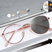 Load image into Gallery viewer, Retro Color Changing Anti-blue Light Glasses Fashion Metal Frame Flat Glasses Outdoor Activities Sunglasses For Men Women
