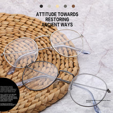 Load image into Gallery viewer, Retro Round Frame Glasses Flat Glasses Metal Frame Glasses Fashion Comfortable Transparent Glasses For Men Women
