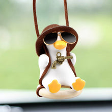 Load image into Gallery viewer, Cute Anime Cowboy Pipe Duck Car Rearview Mirror Pendant Super Cool Revolver Car Decor Pendant Auto Interior Ornament Decoration
