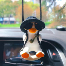 Load image into Gallery viewer, Cute Anime Cowboy Pipe Duck Car Rearview Mirror Pendant Super Cool Revolver Car Decor Pendant Auto Interior Ornament Decoration
