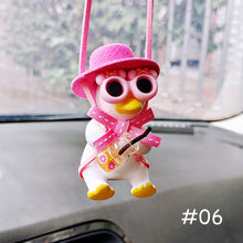 Load image into Gallery viewer, Cute Anime Cowboy Pipe Duck Car Rearview Mirror Pendant Super Cool Revolver Car Decor Pendant Auto Interior Ornament Decoration
