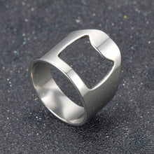 Load image into Gallery viewer, 10mm Bottle Opener Ring-shape Beer Cap Opening Remover Bottle Style Beer Opener Stainless Steel Titanium Ring Creative Versatile Ring Casual Cool Finger Ring

