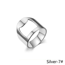 Load image into Gallery viewer, 10mm Bottle Opener Ring-shape Beer Cap Opening Remover Bottle Style Beer Opener Stainless Steel Titanium Ring Creative Versatile Ring Casual Cool Finger Ring
