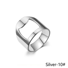 Load image into Gallery viewer, 10mm Bottle Opener Ring-shape Beer Cap Opening Remover Bottle Style Beer Opener Stainless Steel Titanium Ring Creative Versatile Ring Casual Cool Finger Ring
