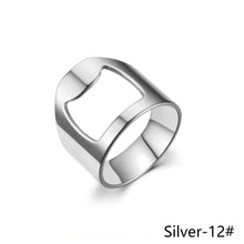 Load image into Gallery viewer, 10mm Bottle Opener Ring-shape Beer Cap Opening Remover Bottle Style Beer Opener Stainless Steel Titanium Ring Creative Versatile Ring Casual Cool Finger Ring
