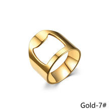 Load image into Gallery viewer, 10mm Bottle Opener Ring-shape Beer Cap Opening Remover Bottle Style Beer Opener Stainless Steel Titanium Ring Creative Versatile Ring Casual Cool Finger Ring

