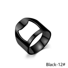 Load image into Gallery viewer, 10mm Bottle Opener Ring-shape Beer Cap Opening Remover Bottle Style Beer Opener Stainless Steel Titanium Ring Creative Versatile Ring Casual Cool Finger Ring
