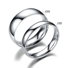 Load image into Gallery viewer, 4/6mm Polished Silver Color Titanium Simple Thin Ring Fashion Stainless Steel Ring Women Smooth Minimalism Wedding Ring Engagement Classic Rings Birthday gifts
