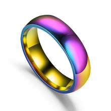 Load image into Gallery viewer, 2/4/6mm Titanium Stainless Steel Ring Rainbow Colorful Ring Casual Finger Jewelry Smooth Couple Ring for Women Men Wedding Bands
