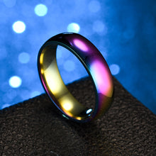 Load image into Gallery viewer, 2/4/6mm Titanium Stainless Steel Ring Rainbow Colorful Ring Casual Finger Jewelry Smooth Couple Ring for Women Men Wedding Bands
