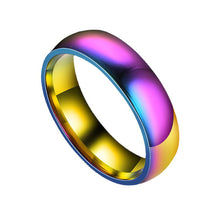 Load image into Gallery viewer, 2/4/6mm Titanium Stainless Steel Ring Rainbow Colorful Ring Casual Finger Jewelry Smooth Couple Ring for Women Men Wedding Bands

