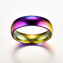 Load image into Gallery viewer, 2/4/6mm Titanium Stainless Steel Ring Rainbow Colorful Ring Casual Finger Jewelry Smooth Couple Ring for Women Men Wedding Bands
