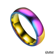 Load image into Gallery viewer, 2/4/6mm Titanium Stainless Steel Ring Rainbow Colorful Ring Casual Finger Jewelry Smooth Couple Ring for Women Men Wedding Bands
