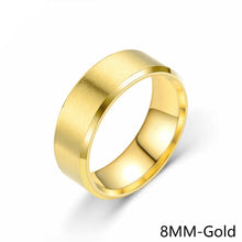 Load image into Gallery viewer, 6/8mm Simple Design Titanium Stainless Steel Ring Casual Finger Jewelry Smooth Lover Couple Ring for Women Men Wedding Bands
