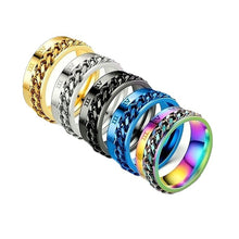 Load image into Gallery viewer, Rotating Stainless Titanium Steel Ring Anxiety Fidget Rings Rotatable Chain Link Spinner Finger Ring Women Men Punk Rock Gift
