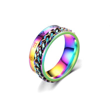 Load image into Gallery viewer, Rotating Stainless Titanium Steel Ring Anxiety Fidget Rings Rotatable Chain Link Spinner Finger Ring Women Men Punk Rock Gift
