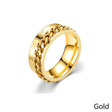 Load image into Gallery viewer, Rotating Stainless Titanium Steel Ring Anxiety Fidget Rings Rotatable Chain Link Spinner Finger Ring Women Men Punk Rock Gift
