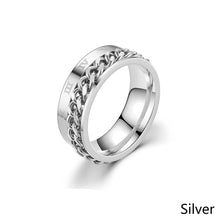 Load image into Gallery viewer, Rotating Stainless Titanium Steel Ring Anxiety Fidget Rings Rotatable Chain Link Spinner Finger Ring Women Men Punk Rock Gift

