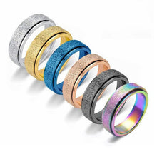 Load image into Gallery viewer, 6mm Rotatable Sandblast Stainless Steel Titanium Ring Anxiety Fidget Spinner Rings Anti Stress Jewelry for Women Men Punk Rock
