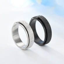 Load image into Gallery viewer, 6mm Rotatable Sandblast Stainless Steel Titanium Ring Anxiety Fidget Spinner Rings Anti Stress Jewelry for Women Men Punk Rock
