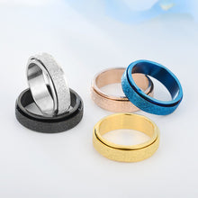 Load image into Gallery viewer, 6mm Rotatable Sandblast Stainless Steel Titanium Ring Anxiety Fidget Spinner Rings Anti Stress Jewelry for Women Men Punk Rock

