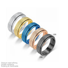 Load image into Gallery viewer, 6mm Rotatable Sandblast Stainless Steel Titanium Ring Anxiety Fidget Spinner Rings Anti Stress Jewelry for Women Men Punk Rock

