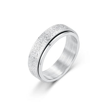 Load image into Gallery viewer, 6mm Rotatable Sandblast Stainless Steel Titanium Ring Anxiety Fidget Spinner Rings Anti Stress Jewelry for Women Men Punk Rock
