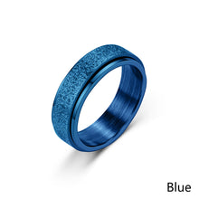 Load image into Gallery viewer, 6mm Rotatable Sandblast Stainless Steel Titanium Ring Anxiety Fidget Spinner Rings Anti Stress Jewelry for Women Men Punk Rock
