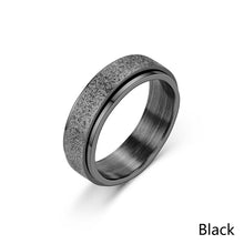 Load image into Gallery viewer, 6mm Rotatable Sandblast Stainless Steel Titanium Ring Anxiety Fidget Spinner Rings Anti Stress Jewelry for Women Men Punk Rock
