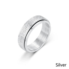 Load image into Gallery viewer, 6mm Rotatable Sandblast Stainless Steel Titanium Ring Anxiety Fidget Spinner Rings Anti Stress Jewelry for Women Men Punk Rock
