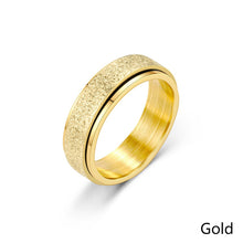 Load image into Gallery viewer, 6mm Rotatable Sandblast Stainless Steel Titanium Ring Anxiety Fidget Spinner Rings Anti Stress Jewelry for Women Men Punk Rock
