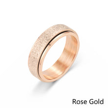 Load image into Gallery viewer, 6mm Rotatable Sandblast Stainless Steel Titanium Ring Anxiety Fidget Spinner Rings Anti Stress Jewelry for Women Men Punk Rock

