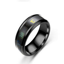 Load image into Gallery viewer, 8mm Stainless Steel Ring Smart Sensor Body Temperature Ring Temperature Test Finger Rings Fashion Real-time Display for Women Man Couple Band Wedding
