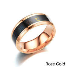 Load image into Gallery viewer, 8mm Stainless Steel Ring Smart Sensor Body Temperature Ring Temperature Test Finger Rings Fashion Real-time Display for Women Man Couple Band Wedding
