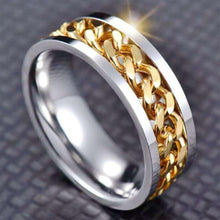 Load image into Gallery viewer, 8mm Rotating Stainless Titanium Steel Ring Anxiety Fidget Rings Rotatable Chain Link Spinner Finger Ring Women Men Punk Rock Gift
