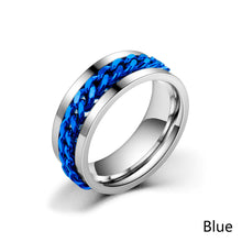 Load image into Gallery viewer, 8mm Rotating Stainless Titanium Steel Ring Anxiety Fidget Rings Rotatable Chain Link Spinner Finger Ring Women Men Punk Rock Gift

