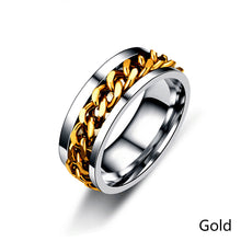 Load image into Gallery viewer, 8mm Rotating Stainless Titanium Steel Ring Anxiety Fidget Rings Rotatable Chain Link Spinner Finger Ring Women Men Punk Rock Gift
