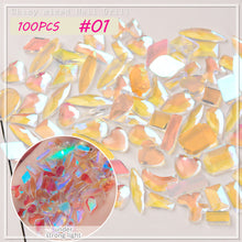 Load image into Gallery viewer, Nail Art Shaped Mixed Flat Bottom Diamond Shiny Symphony Aurora Ice Transparent Nail Diamond Jewelry Manicure Art Accessories
