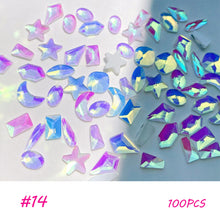 Load image into Gallery viewer, Nail Art Shaped Mixed Flat Bottom Diamond Shiny Symphony Aurora Ice Transparent Nail Diamond Jewelry Manicure Art Accessories

