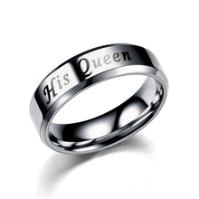 Load image into Gallery viewer, 6mm Her King His Queen Ring Stainless Steel Couple Wedding Rings For Women Men Lovers Jewelry Black Silver Fashion Valentine's Day Gift
