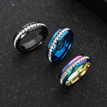 Load image into Gallery viewer, 6mm Stainless Steel Jewelry Single Row Diamond Titanium Steel Ring Couple Lover Rings Not Fade Hip-hop Simple Style
