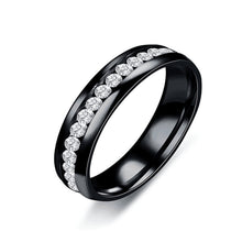 Load image into Gallery viewer, 6mm Stainless Steel Jewelry Single Row Diamond Titanium Steel Ring Couple Lover Rings Not Fade Hip-hop Simple Style
