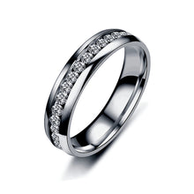 Load image into Gallery viewer, 6mm Stainless Steel Jewelry Single Row Diamond Titanium Steel Ring Couple Lover Rings Not Fade Hip-hop Simple Style
